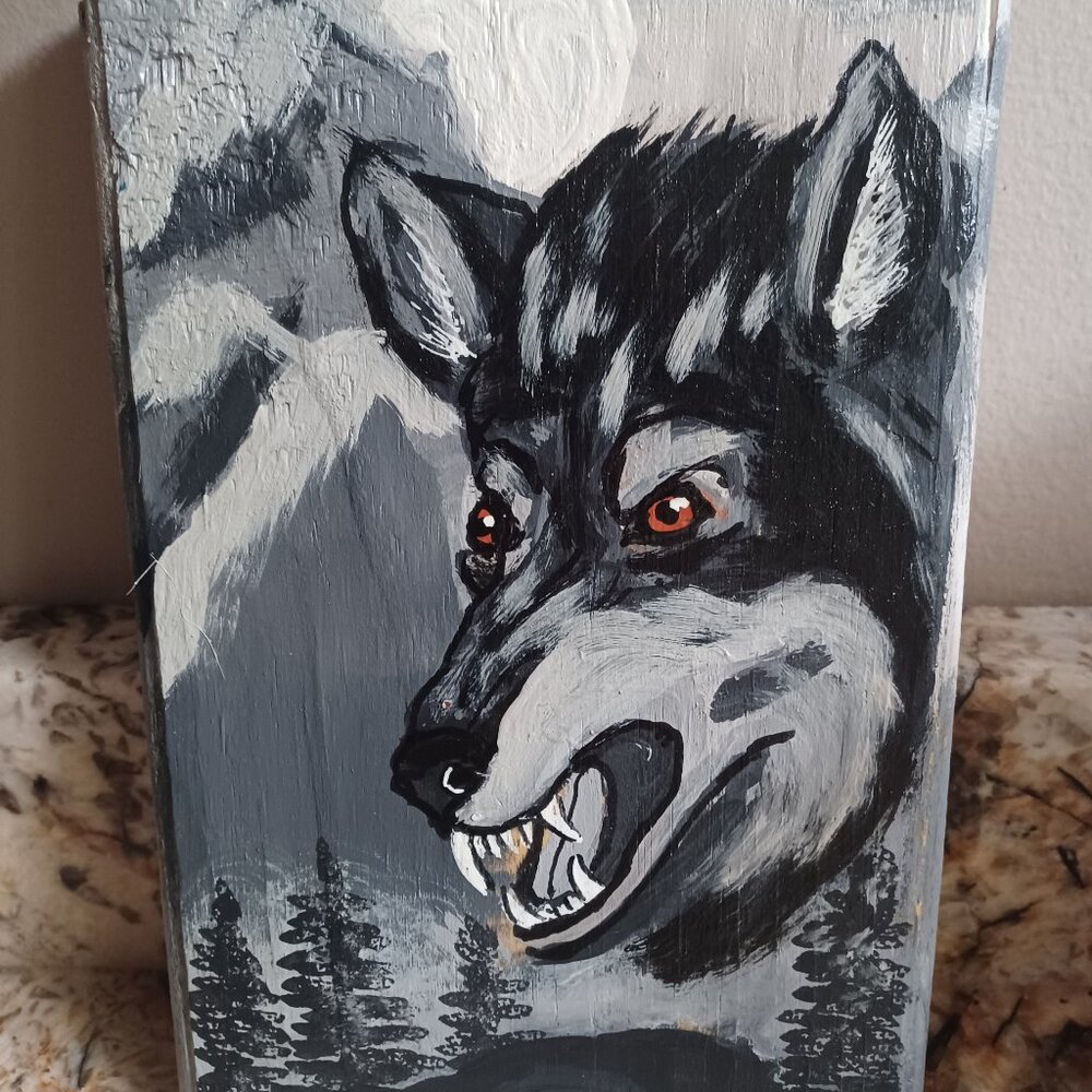 NWT LOCAL ARTIST WOLF PICTURE